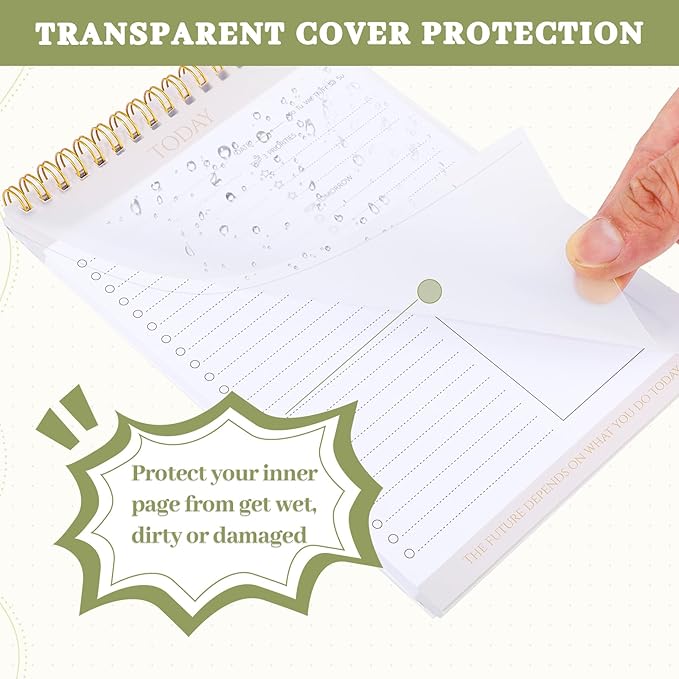 2 Packs To Do List Notepad, Totally 208 Pages To Do List Notebook A5 Undated Daily Planner Notepad with Transparent Cover and Task Checklist Home Office School Supplies, Simple Style