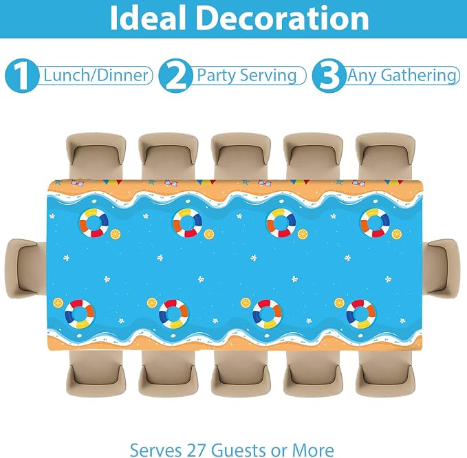 Summer Party Supplies Serves 24 Beach Luau Party Paper Plates Napkins Hawaiian Tablecloth Set Tableware Kit for Pool Party Birthday Tropical Dinner