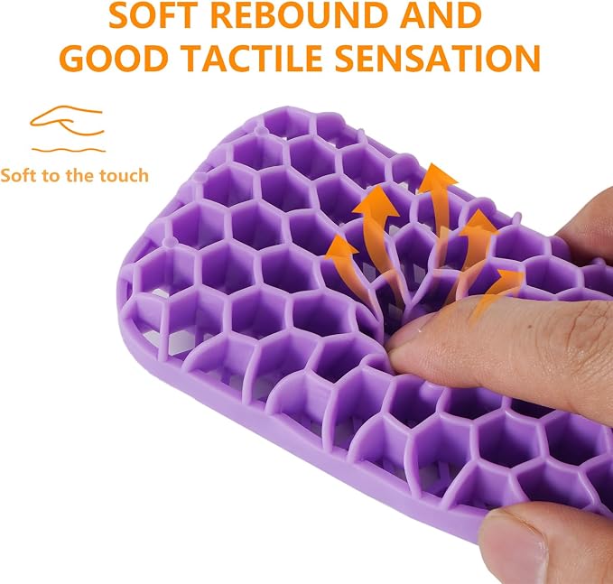 Ergonomic Keyboard and Mouse Wrist Rest Set, Silicone Honeycomb Design, 17.7 x 2.8 x 1 Inches, Non-Deformable Support for Office Gaming Typing (Purple)