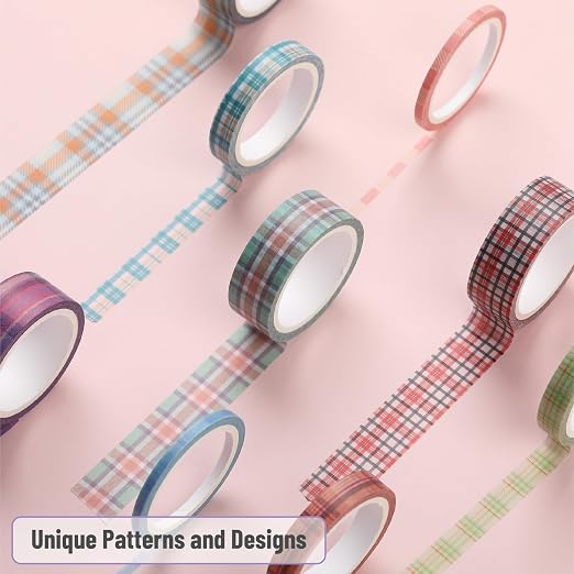 Mr. Pen- Washi Tape Set, 21 Rolls, Assorted Sizes, 5 Yards/Roll | Washi Tape for Scrapbook, Arts, Crafts, Journals and Planners, Plaid Design
