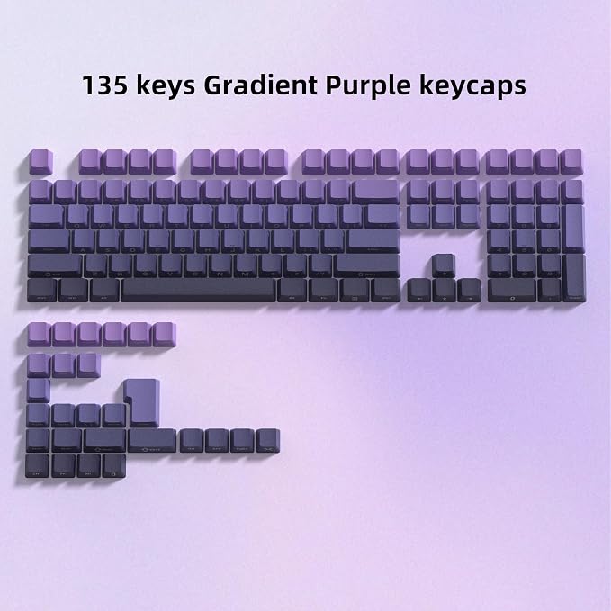 dagaladoo Double Shot PBT keycaps Set,Shine Through keycaps 60% 75%,OEM Profile Keyboard keycaps,Gradient Purple,Side Printed keycap for Mechanical Gaming Keyboards（136key）