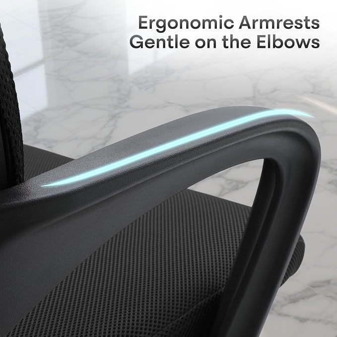 Ergonomic Mesh Office Chair, Heavy Duty 330 Lb Capacity 1 Pack, Black | Mid-Back Desk Chair, Rolling Wheel, Breathable Mesh Backrest & Lumbar Support, Adjustable Height, Sponge Seat for Home Office