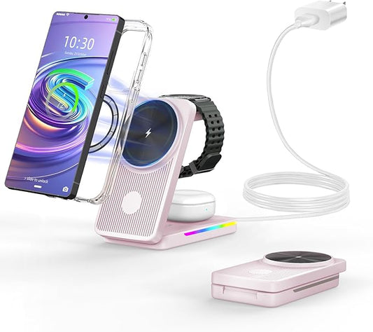 Wireless Charger for Samsung, 3 in 1 Charging Station for Samsung - Magnetic Android Charging Station for Galaxy S26 Ultra, Z Fold/Flip & Buds4 Pro - Nightstand Organizer & Bedside Charger for Travel