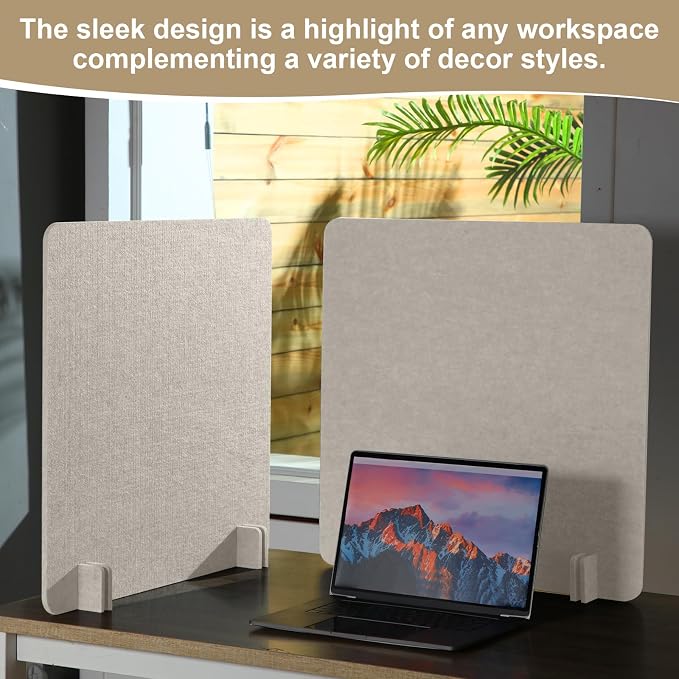 Kisston 6 Pack Acoustic Desk Divider Partition 24 x 24" Stand Up Freestanding Desk Privacy Panel Noise and Visual Distractions Reducing Table Divider for Office Class Reception Area(Light Camel)