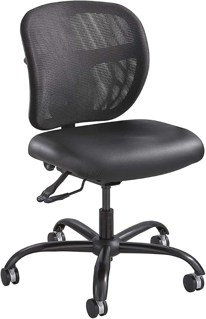 Safco Vue Intensive-Use Big and Tall Office Chair, Ergonomic and Height-Adjustable Swivel Seat with Breathable Mesh Back, Heavy-Duty Powder-Coated Base