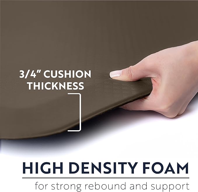 KANGAROO Anti Fatigue Mats for Kitchen Floor, Reduce Foot, Knee, Back Pressure, 3/4 Inch Thick Cushioned Ergonomic Mat, Waterproof Comfort Rug for Under Sinks, Standing Desk, Stores, 17x24, Cappuccino