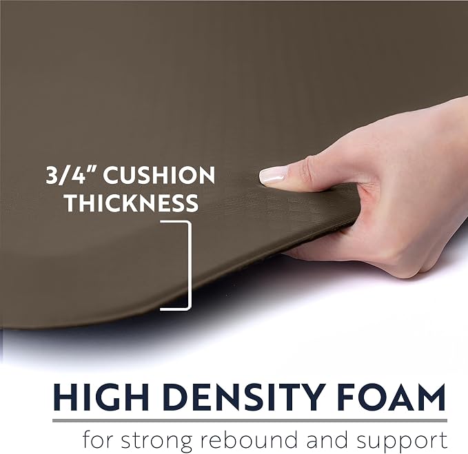 KANGAROO Anti Fatigue Mats for Kitchen Floor, 48x20, Reduce Foot, Knee, Back Pressure, 3/4 Inch Thick Cushioned Ergonomic Mat, Waterproof Comfort Rug for Under Sinks, Standing Desk, Stores, Cappuccino