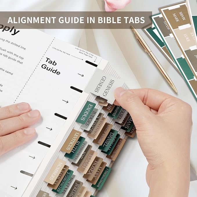 Bible Tabs for Women & Men, Bible Tabs for Study Bible, Large Print Neutral Bible Tabs for Easy Navigation, Bible Index Tabs, 66 Tabs Old & New Testament, Extra 9 Blank Tabs - Winter Wood