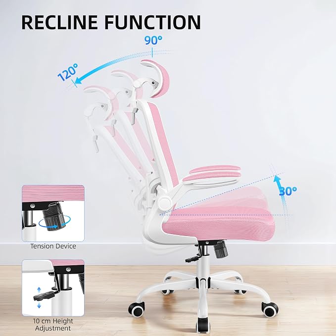 FelixKing Office Chair, Desk Chair with Adjustable Lumbar Support, Ergonomic Computer Chair with High Back and Armrest, Adjustable Height Gaming Chair Home Office Swivel Chair(Pink)