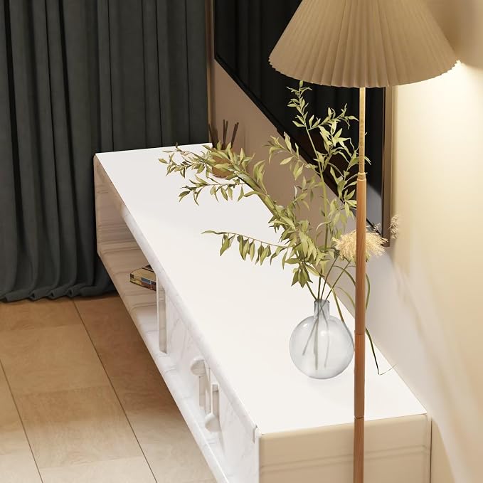 Faux Leather Table Cover,1.8mm Thick,17x72 Inch Desk Cover,Dresser Cover Top,Dresser Protector Top,Dresser Cover,End Table Cover.(White+White,17x72)