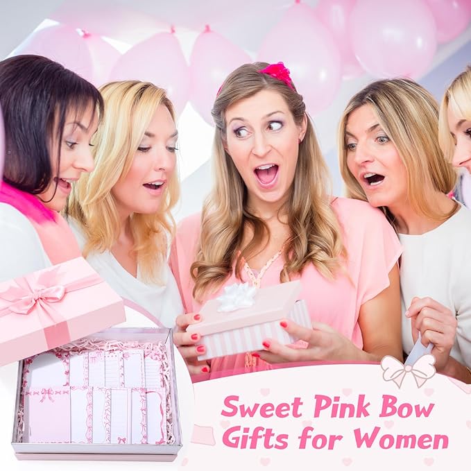 12 Pcs Pink Bow Sticky Notes Coquette Bowknot Self Adhesive Notepad Removable Memo Pad Pink Bow Party Supplies for Home Office Decor Birthday Wedding Bachelorette Party Decorations