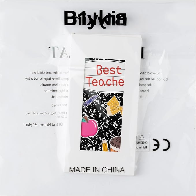 B1ykin Sticky Notes Set - Best Teacher Self-Stick Notes Pad, 550 Sheets Writing Memo Pages Sticky Notepad for Teacher Appreciation Gifts, School Office Supplies (Black Composition Line Teacher)