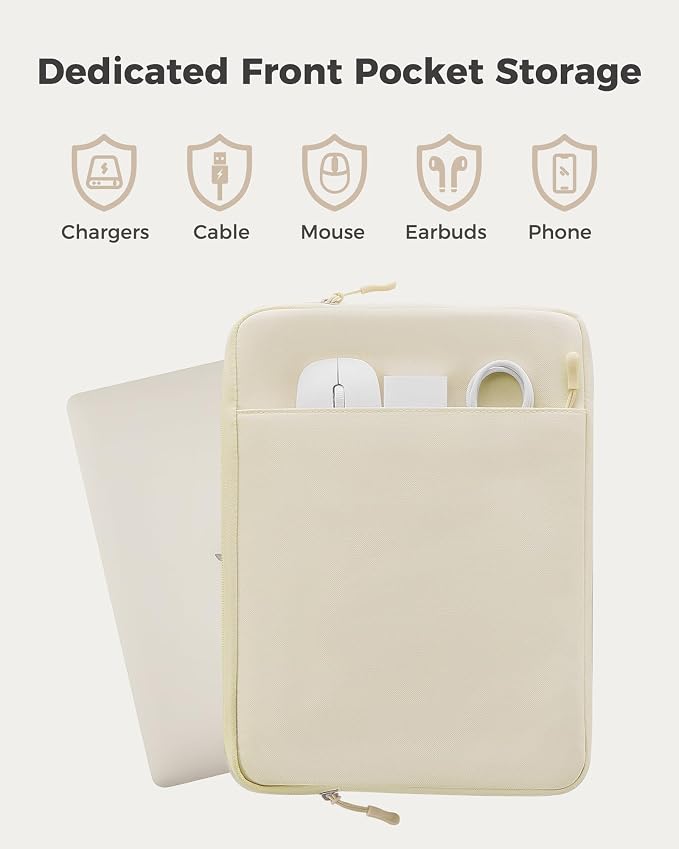 ProCase Laptop Sleeve 13" for MacBook Neo/Air/Pro 13-13.6 inch with A18/M5/M4/M3/M2/M1 Chip 2026-2016, Computer Case Also Compatible with 13" HP Dell ASUS Lenovo Acer Chromebook -Beige