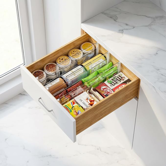 8 Pack Drawer Dividers 6" High - Tall Acrylic Drawer Divider for Clothes, 12.3-18" Adjustable Dresser Deep Drawer Dividers,Expandable Dresser Separators for Kitchen Office Baby Clothing (8)