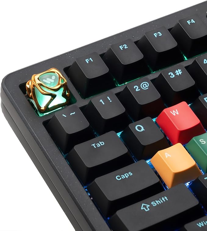 dagaladoo Clear keycaps,Translucent Keyboard keycap,Jelly Key Cap Set,Shine Through keycap，1U Keyboard Cap for Mx Switches Mechanical Keyboard(Metal,Gold)