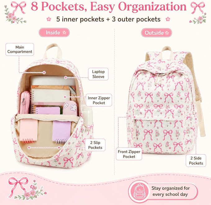 BTOOP School Backpacks for Teen Girls Bookbags Lightweight Kids Backpack School Bags Set with Lunch Box Pencil Case