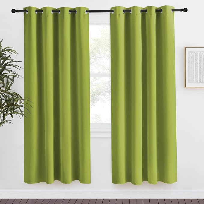 NICETOWN Blackout Curtain 78 inch Long, W55 x L78, 1 Panel, Fresh Green, Thermal Insulated Window Treatment with Grommet Room Darkening Thermal Insulated Panel for Bedroom/Living Room