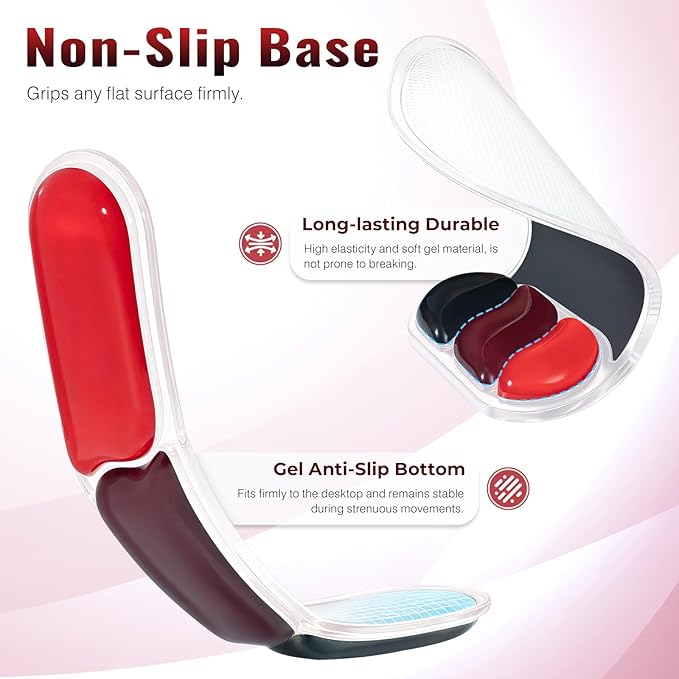Ospelelf Mouse Pad with Wrist Rest Set Gel Ergonomic Keyboard Wrist Support Anti-Slip Rubber Bottom Office Women Desk Accessories for Computer, Laptop and Gaming, Black and Red