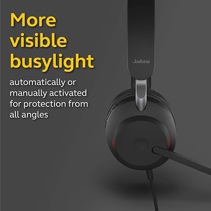 Jabra Evolve2 40 MS Wired Headphones, USB-C, Stereo, Black – Telework Headset for Calls and Music, Enhanced All-Day Comfort, Passive Noise Cancelling Headphones, MS-Optimized with USB-C Connection