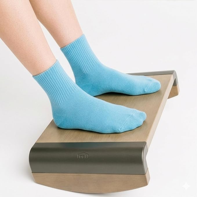 Tiel Designs Ergonomic Under Desk Footrest for Posture Support, Solid Wood, Non Slip Office Foot Stool, Angled Desk Foot Rest for Home and Office
