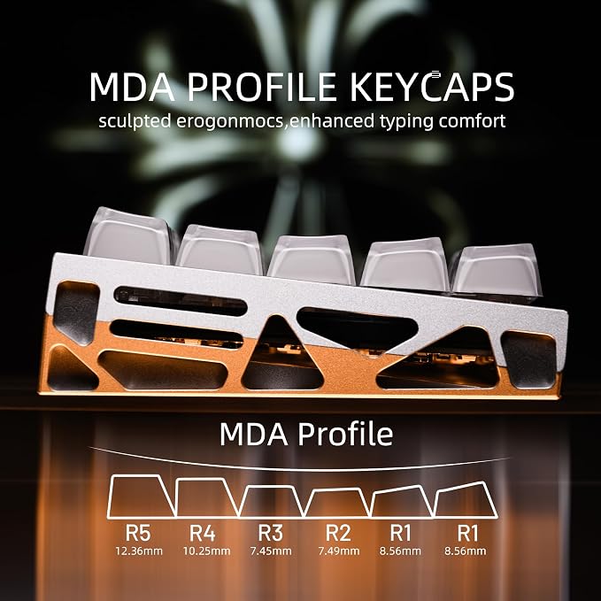 OHY XVX Lusterfly Jelly R2 MDA Profile Keycap Set, 122 Keys Double Shot PC+ABS Keycaps for MX Switches & ANSI Layout Mechanical Keyboards-White