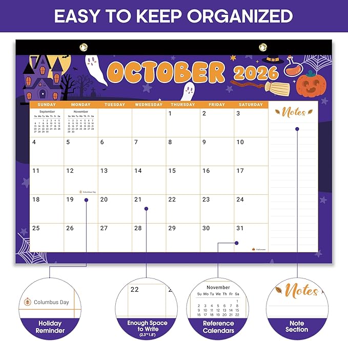 3 Pack of Desk Calendar 2026-2027, 21-Month Calendar Runs Unitl June 2027, Large 17" x 12" Monthly Desktop & Wall Calendar for Home & Office - Watercolor Festival