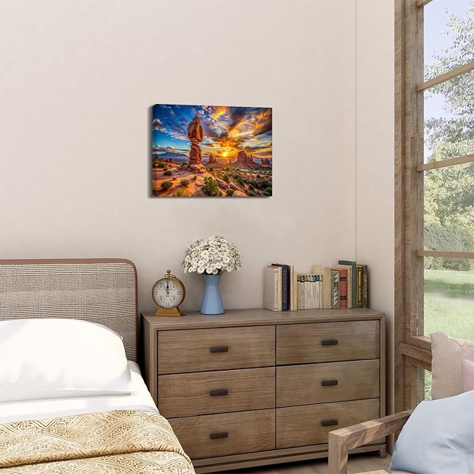 Sunset Nature Desert Wall Art Zion National Park Poster Canvas Prints Photo for Living Room Bedroom, USA Utah Arches Mountain Landscape Picture Painting Prints Artwork Home Decorations 12x16"