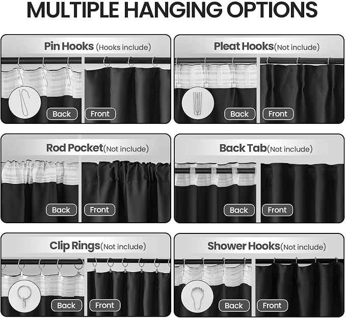 Floor to Ceiling Curtains for Wall Ceiling Mount Track, Blackout Privacy Room Divider for Ceiling Track System or Rod with Hooks, Room Separator Extra Wide, 180W x 108L, 1 Panel