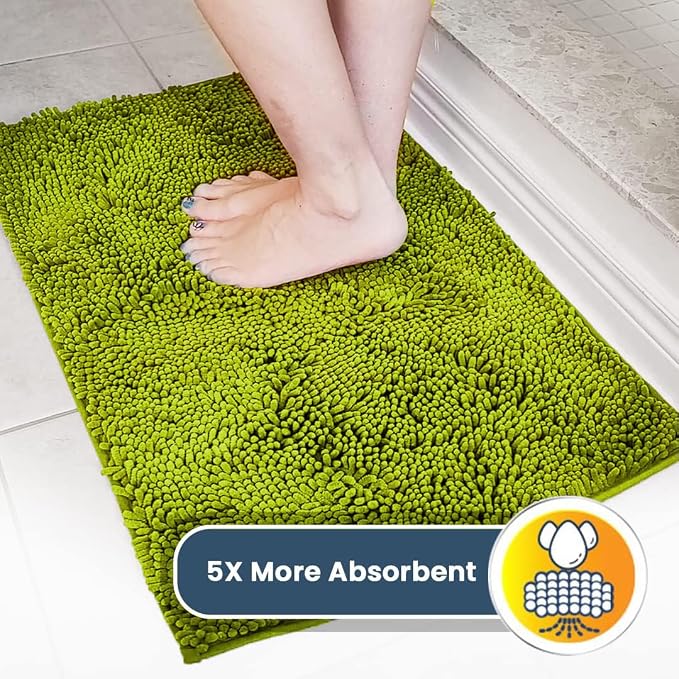Muddy Mat® | Super Absorbent Door Mat Indoor, Microfiber Quick Dry Chenille Entryway Rug, Non-Slip Front Door Mat, Indoor Mats for Entryway, Machine Washable Pet Rug, Spring Green 19" x 30"