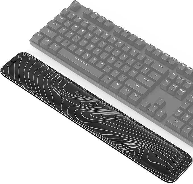 TECKNET Wrist Rest for Computer Keyboard, Thicken Memory Foam Wrist Support Pad for Keyboard, Ergonomic Palm Rest for Pain Relief, Anti-Slip Rubber Base, 17x3.3 in, 1 inch (25mm)