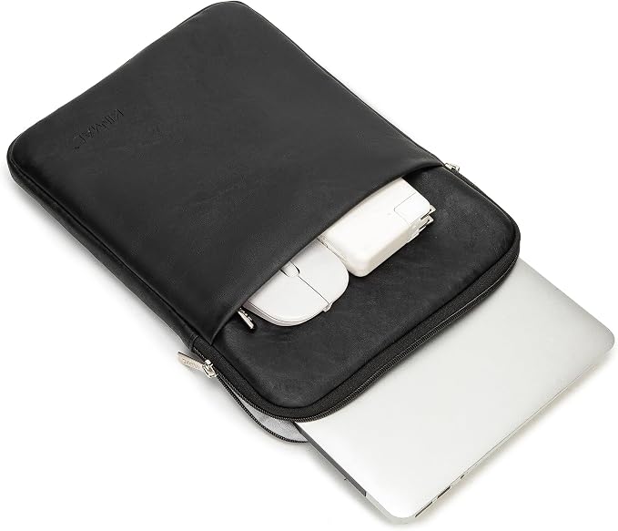 Kinmac 360° Protective Vertical Laptop Sleeve Case Cover Bag (Black PU, 12.5 inch-13.3 inch)
