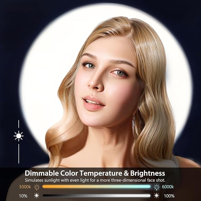 MACTREM 14in Large Ring Light with 71" Tripod Stand/Phone Clip,LCD Display 40W 6000K Full-Screen Selfie Ring Light for Live Stream, YouTube, TikTok, Video Recording, Makeup,Barber,Tattoo,Photography