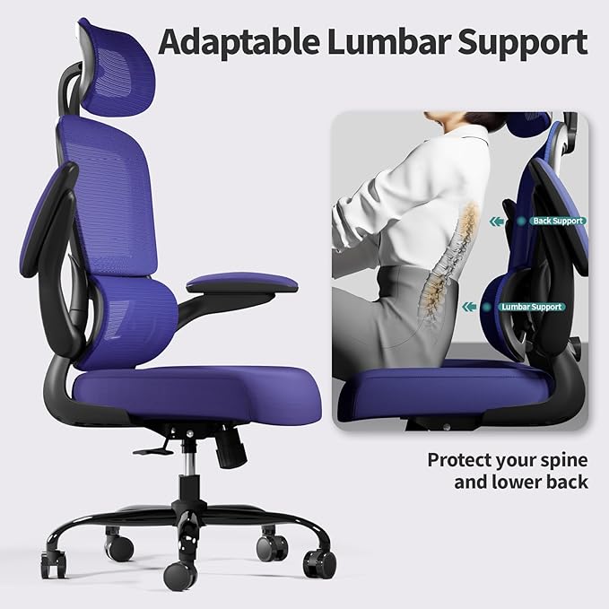 TRALT Office Chair Ergonomic Desk Chair, 330 LBS Home Mesh Office Desk Chairs with Wheels, Comfortable Gaming Chairs (Violet)