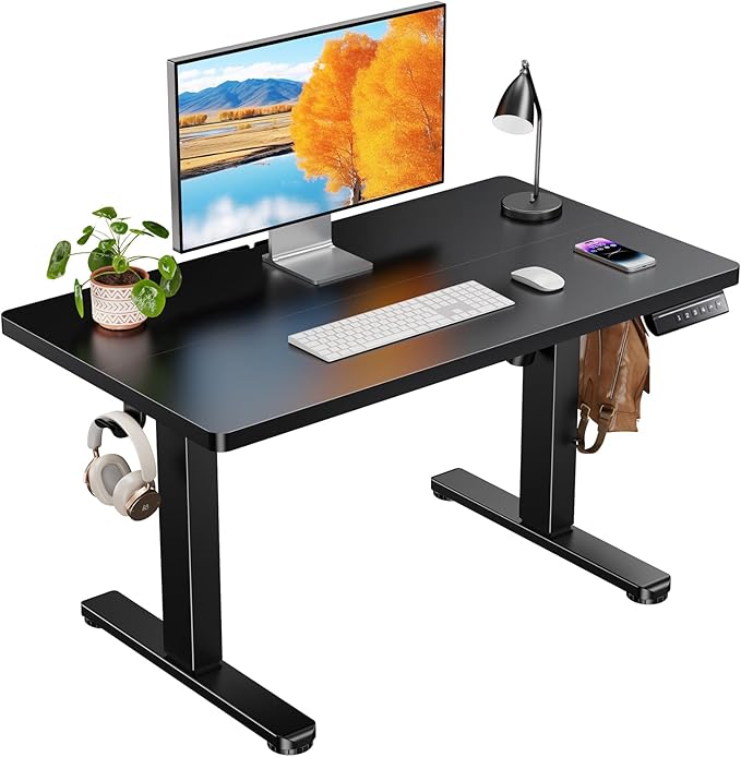 ErGear Low Height Adjustable Desk, Lifts 18.9-28.4 Inches, 35 X 20 Inches Electric Standing Desk for Kids, 4 Height Memory Settings & Storage Hooks, Home Office Computer Table & Study Desk, Black