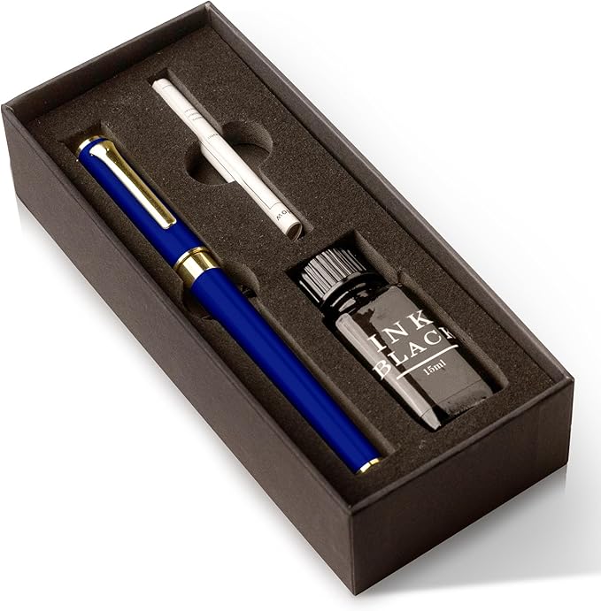 Fountain pen (Blue), 1 Count (Pack of 1)