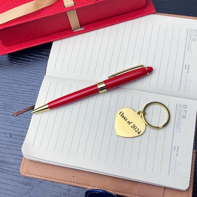Yastar Personalized Ballpoint Pen with a Custom Keychain - Luxury Writing Pen with 2Black Ink Refills Engraved with Your Message Name on the Pens Gift Set for Man/Women/Writers/Collection/Journalist