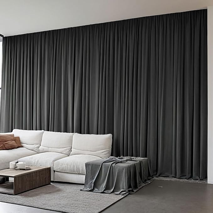 Home Theater Curtains Room Separator, Room Divider Curtains for Ceiling Track System or Rod with Hooks 52 100 120 180 inch Wide, Privacy Floor to Ceiling Curtain, 1 Panel