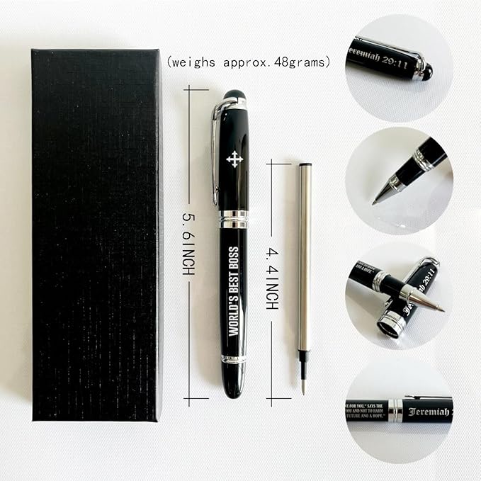 SUSZDOU Engraved Pen for Boss – “World’s Best Boss”, Roller Ball & Ballpoint Pen, Appreciation Gift, Office & Business Gift for Director or Coworkers