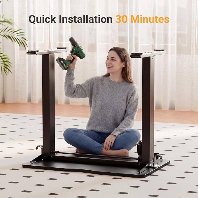 YDN Electric Standing Desk, 32x19 Inch, Black | 3 Memory Presets, Cable Management, Adjustable Height, Sit Stand, Space-Saving, Computer Workstation, Home Office