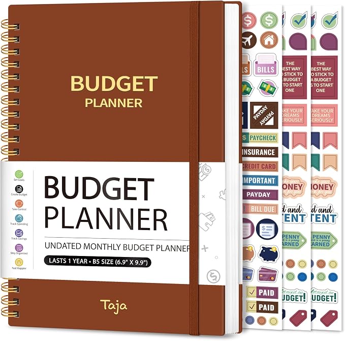 Budget Planner - Monthly Budget Book with Expense Tracker Notebook, Undated Bill Organizer & Finance Planner to Take Control of Your Money, Account Book to Manage Your Finances-Rust Brown