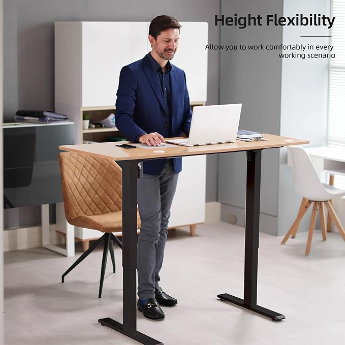 Standing Desk Frame with 330lbs Powerful Dual Motor, Electric Adjustable Height Computer Desk Legs, Sit Stand Up Desk Base with Memory Controller, for Home Office, Black,ED04NB (Frame Only)