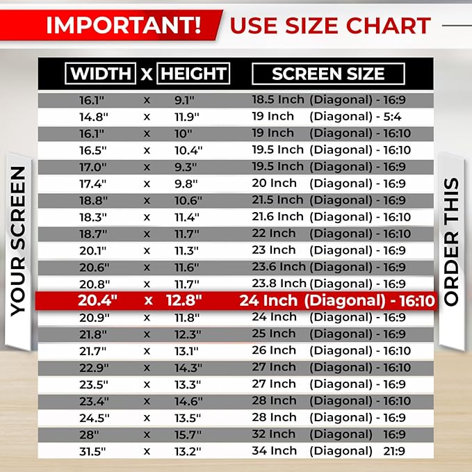 24 Inch 16:10 Computer Privacy Screen Filter for Monitor - Privacy Shield and Anti-Glare Protector