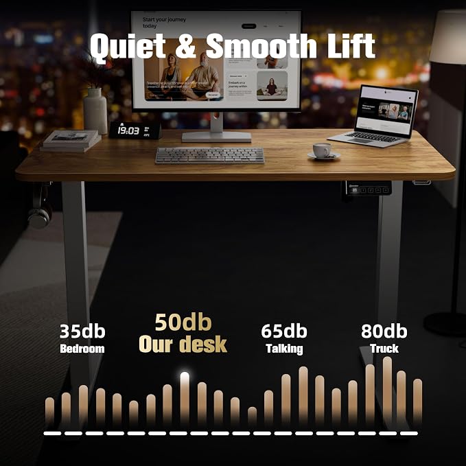 ERGOMAKER 43"x24" Standing Desk, Height Adjustable Sit-Stand Home Office | Electric Adjustable Standing Desk, Sit to Stand Computer Office Desk with Splice Board, Memory Preset, Lifts 28.7''-46.5"