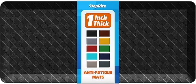 1" Thick Kitchen Mats for Floor, Water Resistant Floor Rug,Black/48" x 20" | Non-slip, Heavy Duty, Anti Fatigue Kitchen Rugs, Standing Desk Mat for Friends, Home, Office, Kitchen