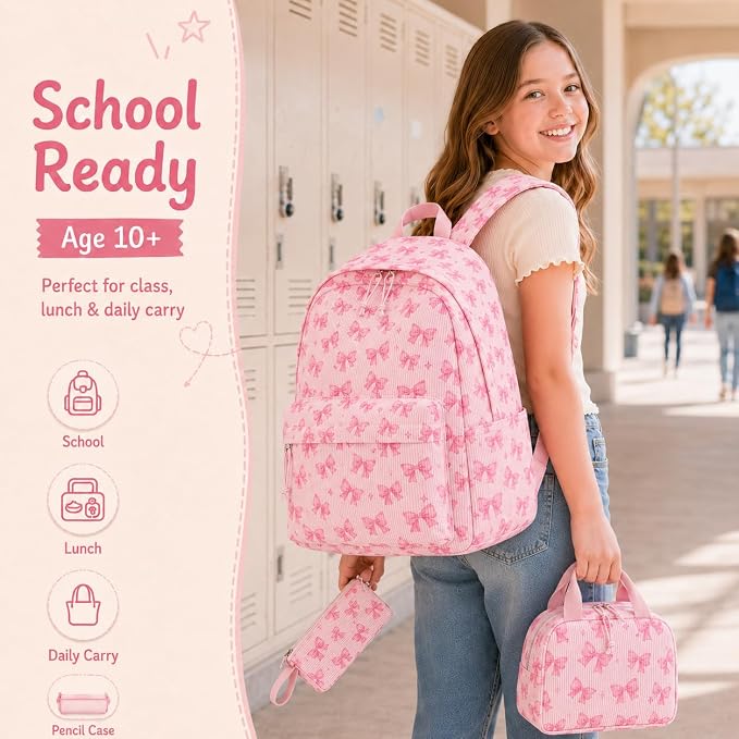 BTOOP School Backpacks for Teen Girls Bookbags Lightweight Kids Backpack School Bags Set with Lunch Box Pencil Case