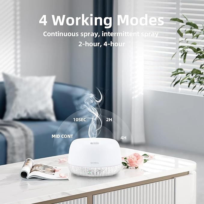 300ML Essential Oil Diffuser with Remote Control, Aromatherapy Diffuser with 7-Color Changing LED Light for Bedroom, Home