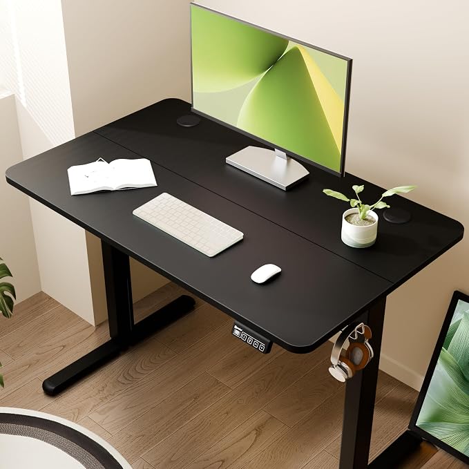 40"x24" Standing Desk, Height Adjustable Sit-Stand Home Office, Black | Electric Adjustable Standing Desk, Sit to Stand Computer Office Desk with Splice Board, Memory Preset, Lifts 28.7''-46.5"