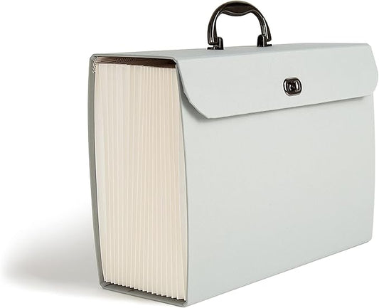 U Brands Fashion Expanding File Folder, Legal Size, 19 Pocket (Gray Linen)