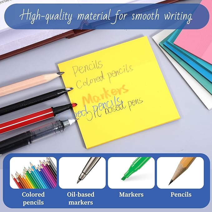 400 Sheets Transparent Sticky Notes, 3 x 3 Inch See Through Sticky Notes Multi Colors Self-Adhesive Translucent Note Clear Waterproof Stickys Note Pads for Reading Writing Office School Supply(8 Pads)