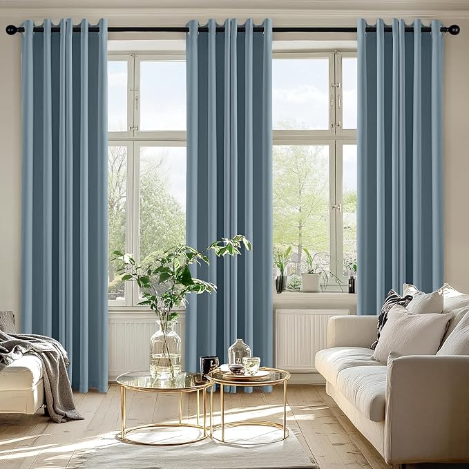 MIULEE Blackout Curtains for Bedroom Living Room 2 Panels, Thermal Insulated Room Darkening Drapes Grommet Noise Reducing Light Blocking Window Treatments 72 Inches Long 40x72 Inch Greyish Blue